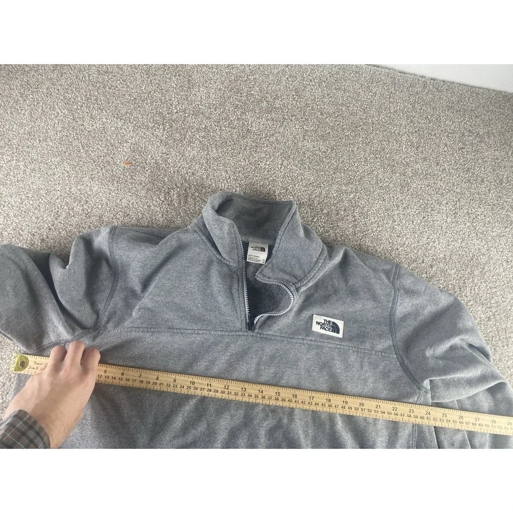 The North Face Solid Gray 1/4 Zip Pullover Fleece Jacket Mens XL Warm Preppy